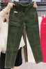Women Warm Spring Winter Button Pockets Ruffles Vintage Big Large Plus Sizes Casual Party Loose Pant