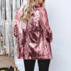 Dressy Sequin Coat Women's Sequin Jacket Shiny Open Front Blazer Jacket Party Sparkly Long Sleeve Cardigan Coat With Pockets 80%