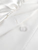 Stylish White Women Blazer Dress V Neck Long Sleeves Oversized 3D Flower Office Business Events Cocktail Party Formal Occasions