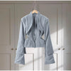 Sexy Deep V-neck Woolen Jackets Women's Hollow Up Waist Split Flare Long Sleeves Metal Buckle Coat High Street Jacket