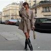 Shawl Collar Lace Up Trench Coats For Women Spring Chic Long Sleeve Windbreaker Jacket Lady High Street Outerwear