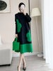 Womens Dresses Long Dresses High-quality Printed Long Skirt Elegant Temperament and Pleated Round Neck Dress
