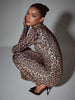 Leopard Print Long Sleeve Sexy Maxi Dress For Women Autumn Winter Elegant Turtleneck Printed Bodycon Long Dress