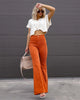 Corduroy Casual Trousers Women Autumn Winter Solid High-waist Flare Pants Lady Slim Black Gray Khaki Orange Long Pants