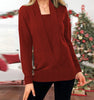 knitted pure color deep V-neck long-sleeved fake two-piece sweater women's jacket