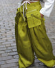 Women detachable pocket Zipper Fly Loose Wide Leg Pants Cargo Streetwear Safari Style Trousers