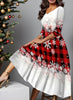 Christmas Dress Women Snowman Snowflake Print Elegant Party Dresses Woman Fall Flare Sleeve Pullover Party Dress