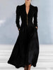 Elegant Long Sleeve Ruched Maxi Dress Women V-neck Buttons Gown Spring Draped Irregular Long Dresses Female Clothing