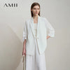 Minimalist Women's Blazer Mujer Autumn Solid Loose Seven-quarter Sleeve Lapel Button Commuter Suit Jacket 12512019