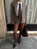 Women Plaid Shorts Set Lady Casual Lapel Long Sleeve Single-breasted Blazer Jacket Suit Vacation High Street Wear