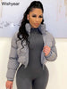 Winter Thick Warm Cotton Down Jacket Women Clothing Gray Zipper Short Puffer Parkas Coats Outwear Female Crop Tops Streetwear