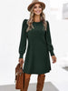 Ladies Knit Dress Bubble Sleeve Long Sleeve Round Neck Casual Loose Autumn Winter Dress with Pockets