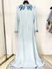 High Street Designer Party Vestido Women's Standing Collar Beaded Diamonds Sequin Hollow Out Long Maxi Dress