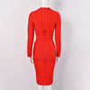 Women White Hollow Out HL Bandage Dress Long Sleeve Bodycon Sexy Cut Out High Neck Party Red Black Midi Runway Dress XL