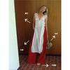 Retro Red Mid-Waist Wide-Leg Straight Corduroy Long Pants For Women Autumn Winter