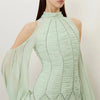 Customized Prom Dress Chiffon Pleat Draped Rhinestone A-line High Collar Midi Dresses Occasion Party Gown for Women