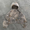 Gothic American Vintage Y2K Fur Lined Warm Jacket Womens Brown Zipper Hooded Coat Autumn and Winter Warm Casual Coats