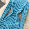 Autumn Winter Twist Women's Wrap Knitted Dresses Long Sleeve Sheath Knitwear Office Bodycon Dress Female