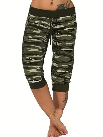 Plus Size 1XL-5XL Women's Casual Cargo Pants Women Yoga Workout Cropped Trousers Stretch Waist Athletic Fitness Sweatpants