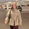 Casual Grid Drawstring Loose Coat Women Stand Collar Button Waist-Closed Female Jacket Spring Lady Street Outwears Chic