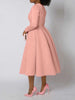 A Line High Waisted Dress Zipper in Back Women Long Sleeve Autumn Casual Dress Elegant Office Work Lady Dress Solid Color