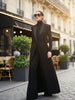 Women's Elegant Blazer Jacket Solid Black Slim Long Sleeve Extra-Long Splited Blazer Coat Female Formal Outerwear