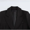 Notched Black Blazer Coats For Women Elegant Single Breasted Suit Jacket Female Long Sleeve OL Chic Street Outerwear