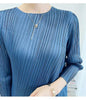 Pleated Solid Color Dress For Women Round Neck Loose Mid-calf Dresses Office Lady Female Spring 2N749