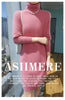 Selling 100% Mink Cashmere Knitted Women's High Neck Pullover Dress Sweater Slim Fit Solid Color Long Women's Dress