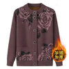 Autumn Winter Women Knitted Sweater Cardigan Jacket Print Long-Sleeve Warm Sweaters Coat Female Knit Top Mother Clothes
