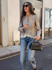 Lace Hem Peplum Suit Jacket Women V-neck Stand Collar Single Breasted Slim Fit Coat Vintage Office Casual Outerwear