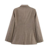 Women's Plaid Blazer Spring Casual Double Breasted Suit Jacket Office Work Daily Outwear Two Colors