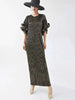 Elegant Pleated Long Dress For Women O-neck Flare Sleeves High Waist Solid Color Dresses Spring Clothing 2Z2387