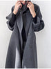Advanced Gray Standing Collar Long Woolen Coat For Women'S Autumn And Winter Clothing, Double-Sided Woolen Coat