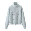 Casual Women's Cardigan Sweater Turtleneck Zippers Full Sleeve Button Decoration Lady Coats Autumn Female Knitwear