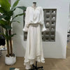 Autumn Lace-Up Irregular Hem Long Sleeve Dresses For Women Elegant Evening Party Dress Female 1A265