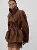 Chic Stand Collar Lace Up Trench Coat Women Long Sleeves Single Breasted Short Windbreaker Spring Lady Daily Street Jacket