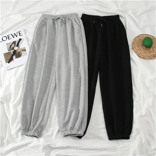 Gray women Sweatpants Autumn Baggy Oversize Sports Pants Black winter thick Joggers Streetwear Trousers