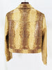 High Street Designer Suit Set Women's Snake Skin Patterned Leather Jacket Flare Pants Set