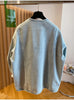 European and American Style Lace-embroidered Casual Denim Coat for Women Spring and Autumn Loose V-neck Coats