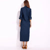 Women's Denim Dress Casual Long Sleeved Lapel Button Cardigan Dress Solid Color Pocket Denim Dress