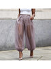 Sheer Mesh Balloon Pants High Waist Pleated Loose Harem Trousers Women Streetwear See Through Chiffon Elastic Cuff Jogger Pants