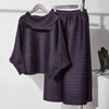 Pleated Suit Set For Women Spring Lapel Top + Fold Wide Leg Pants Two-piece Set Loose Casual Sets Female 2C2174