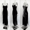 Black Lace Sheer Long Dress For Women Autumn Sexy Hollow Side Slit Maxi Dresses Party Club Bodycon Elegant Dress