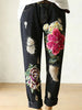Daily Flower Embroidery Ripped Pearl Decor Denim Jeans for Women Harajuku Casual Street Straight Denim Trousers