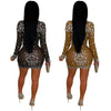 Fall Diamonds See Through O-neck Women Long Sleeve Bodycon Mini Dress Birthday Party Evening Sexy Maxi Dresses
