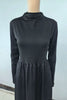 French Style Black A-Line Dresses Women Elegant High Waist Long Sleeve Midi Dress Autumn Winter Slim Fit Maxi Dress