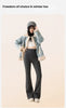 Winter High Waist Flared Pants Women Tummy Control Velvet Bell Bottom Trousers Thick Warm Wide Leg Pants Casual Streetwear Fashi