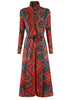 Niche Printed Windbreaker Women's Loose Oversized Long Sleeved Pleated Trench Cardigan Long Coat 2DB2481