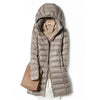 Outerwear Winter Women Korean Slim Remove Hooded Parka Down Jackets Long Light Thin Coat Puffer Jacket